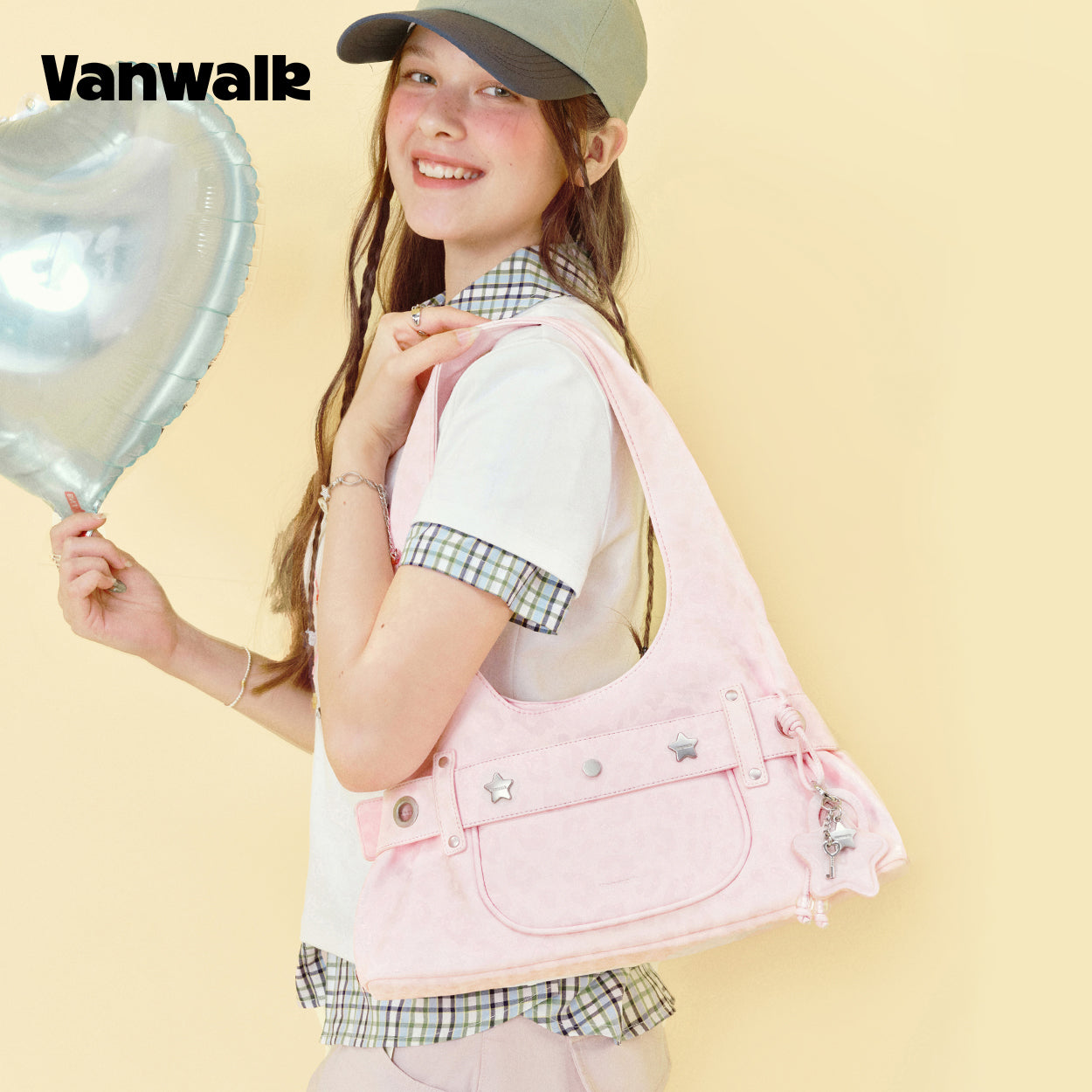 กระเป๋าสะพายไหล่ขนาดเล็ก VANWALK รุ่น Gulugulu Series Original Star ลายรูดาว ทำจากหนัง PU รุ่น V3051