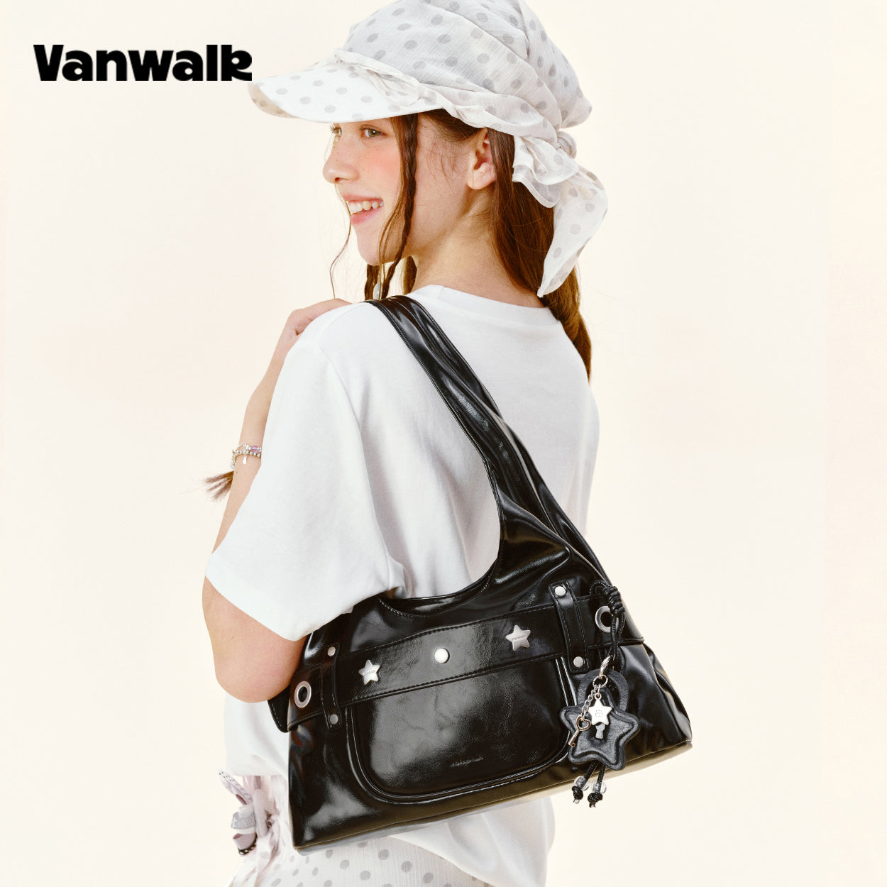 กระเป๋าสะพายไหล่ขนาดเล็ก VANWALK รุ่น Gulugulu Series Original Star ลายรูดาว ทำจากหนัง PU รุ่น V3051