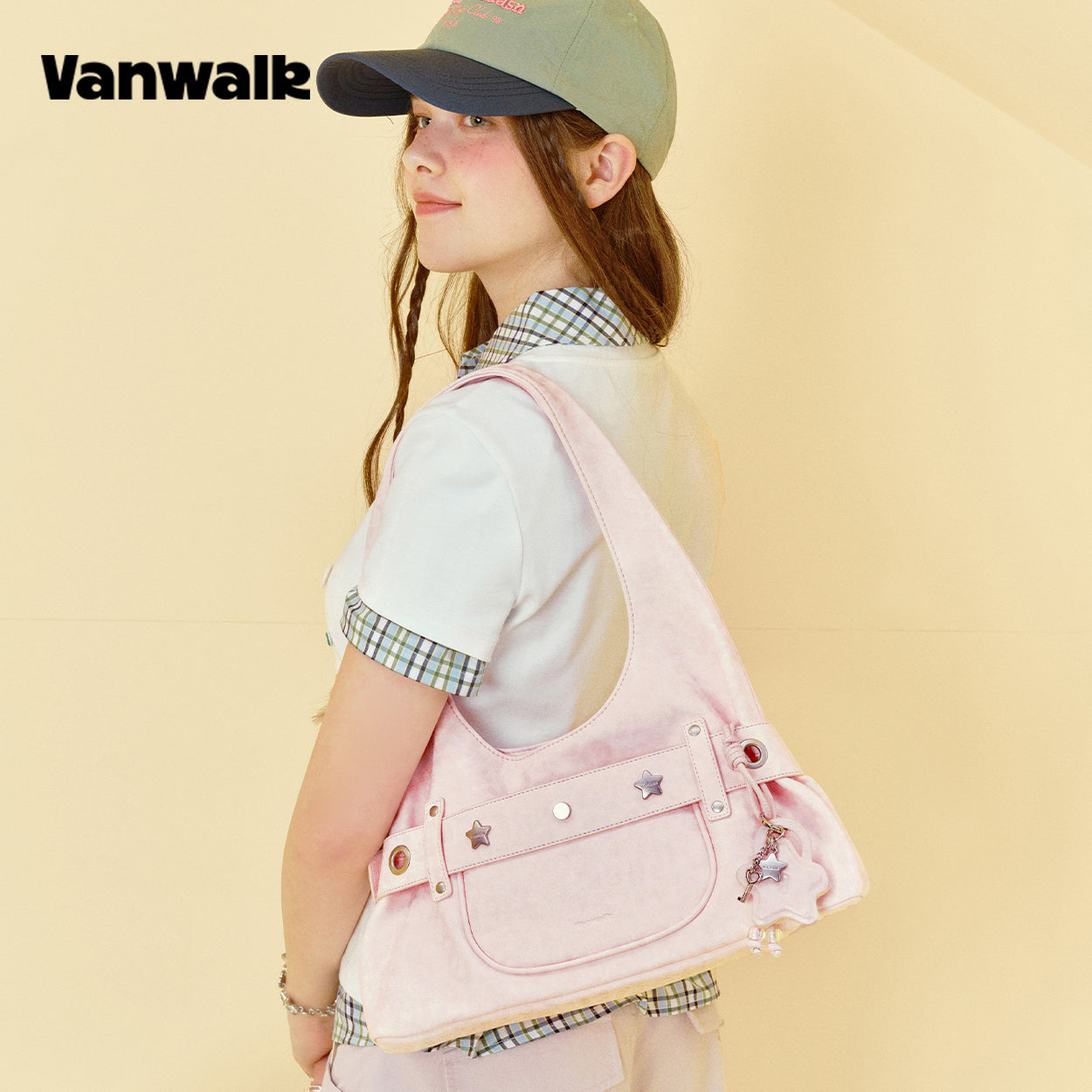 กระเป๋าสะพายไหล่ขนาดเล็ก VANWALK รุ่น Gulugulu Series Original Star ลายรูดาว ทำจากหนัง PU รุ่น V3051