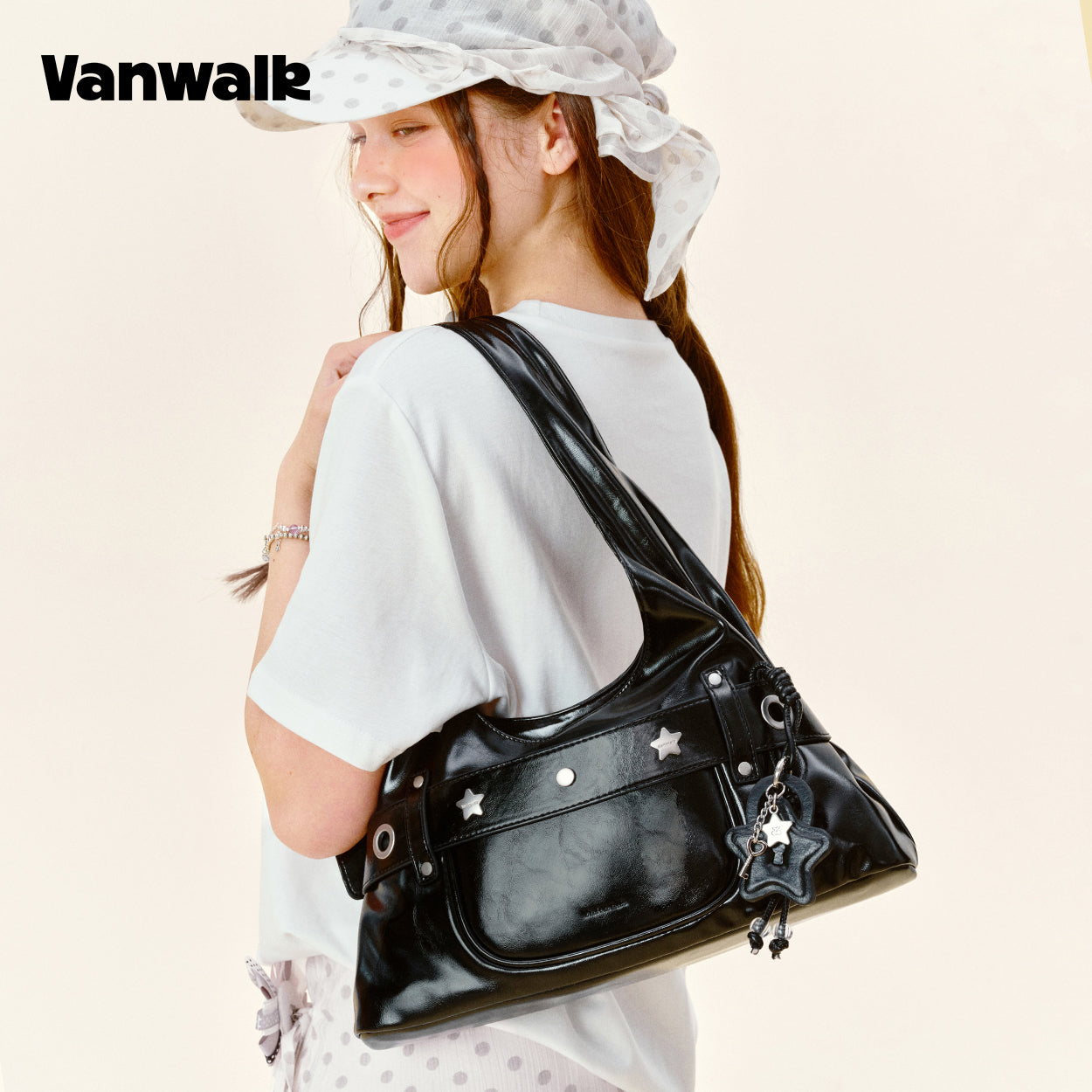 กระเป๋าสะพายไหล่ขนาดเล็ก VANWALK รุ่น Gulugulu Series Original Star ลายรูดาว ทำจากหนัง PU รุ่น V3051