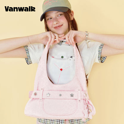 กระเป๋าสะพายไหล่ขนาดเล็ก VANWALK รุ่น Gulugulu Series Original Star ลายรูดาว ทำจากหนัง PU รุ่น V3051