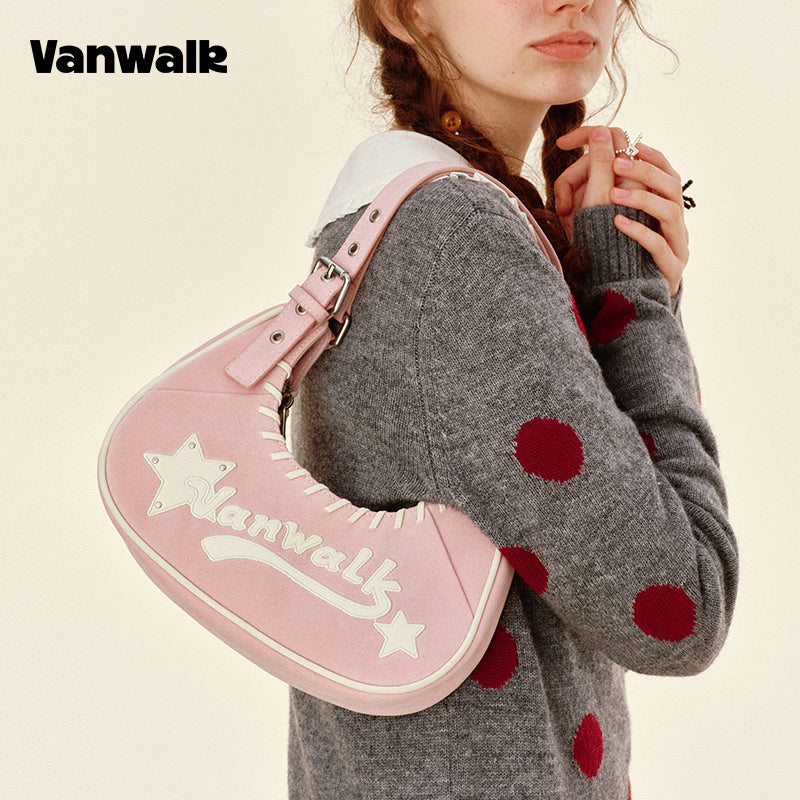 กระเป๋าสะพายไหล่ขนาดเล็ก VANWALK รุ่น Gulugulu Series Original Star ลายรูดาว ทำจากหนัง PU รุ่น V3051