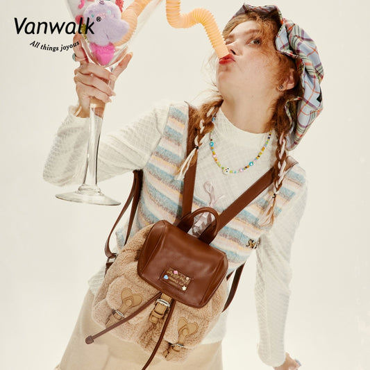 Vanwalk Fashion Bear Burger backpack V2714