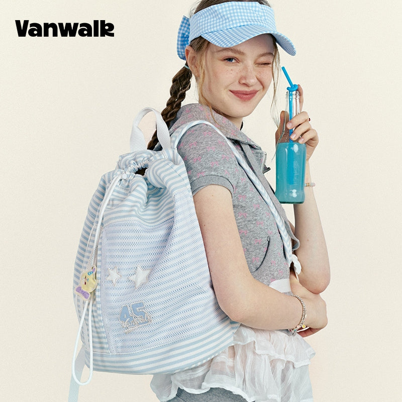 VANWALK Fruit Power v2962 New Style Sports Travel Drawstring Backpack Women's Commuter Casual Canvas Bag
