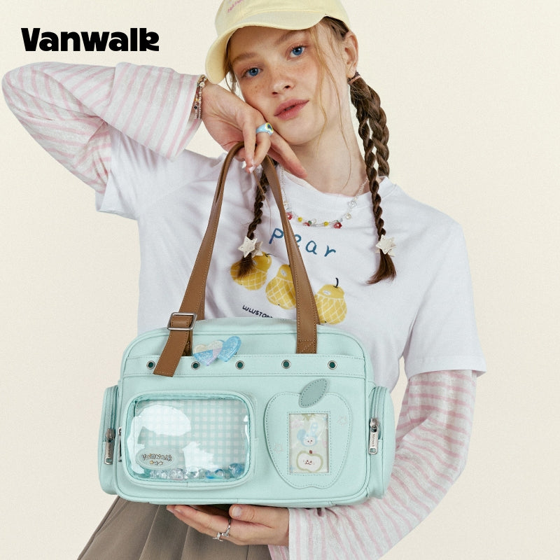 VANWALK Fruit Power V2968 Large Capacity Backpack Anime-Style Daily Small-Portion Snack Bag Handheld Single-Shoulder Bag