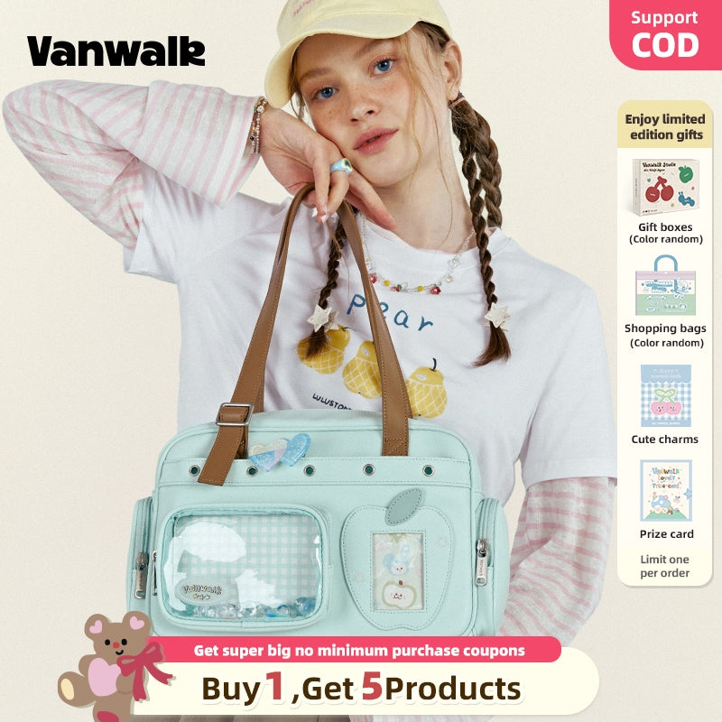 VANWALK Fruit Power V2968 Large Capacity Backpack Anime-Style Daily Small-Portion Snack Bag Handheld Single-Shoulder Bag
